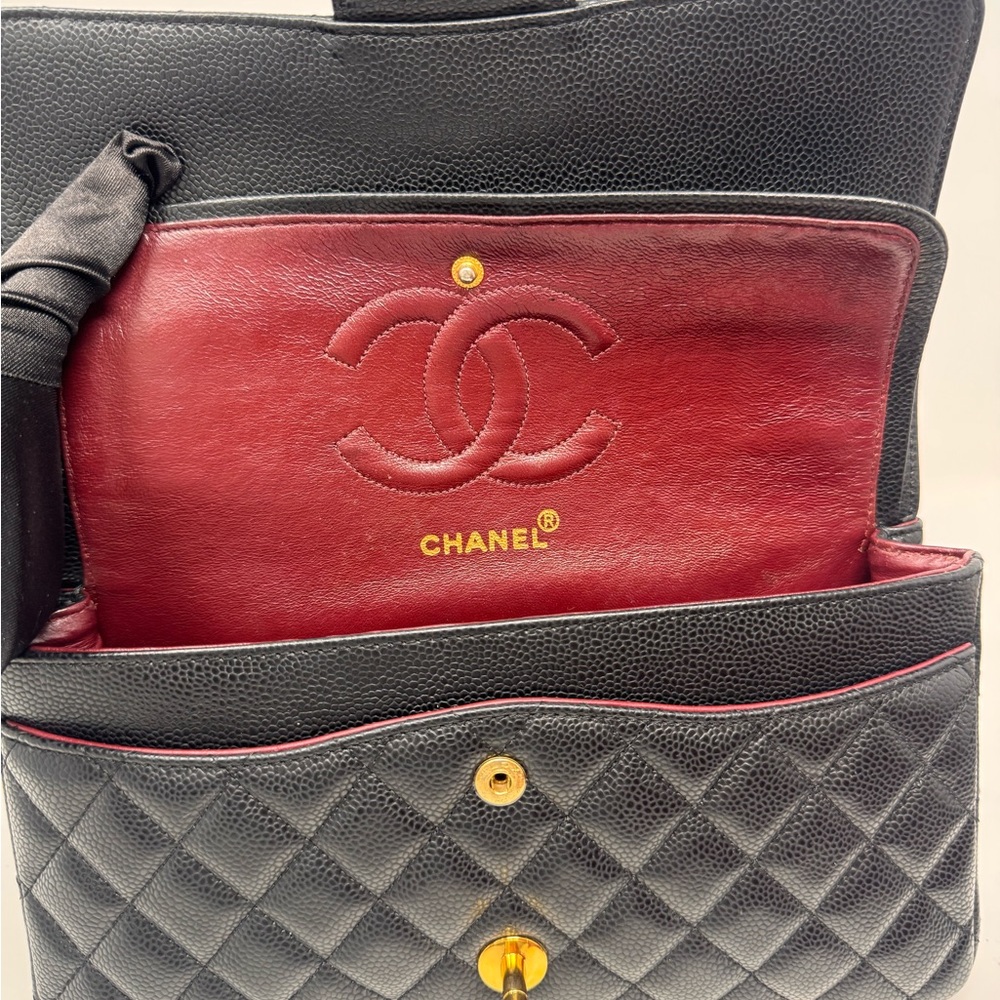💎💯Authentic CHANEL Classic Black Medium Caviar Double Flap Bag💎 - Picture 12 of 13